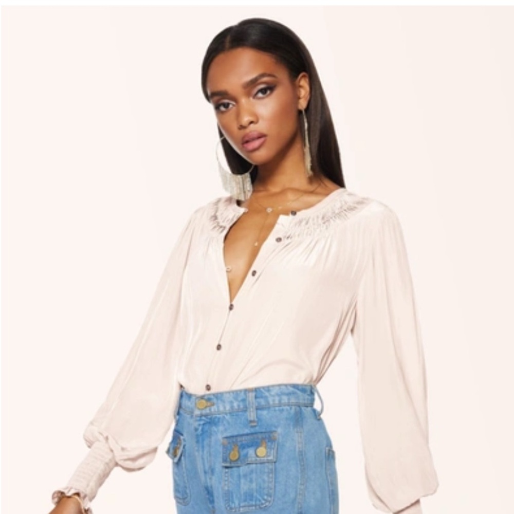 NWT BEAUTIFUL RAMY BROOK Cream Button-Down Blouse